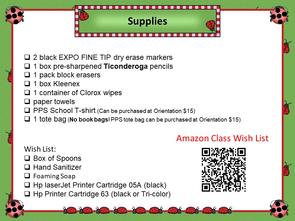 Supply list Supply list