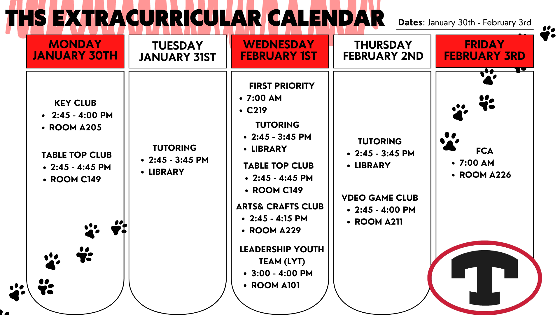 Weekly Activities 1/30 - 2/3 Weekly Activities 1/30 - 2/3