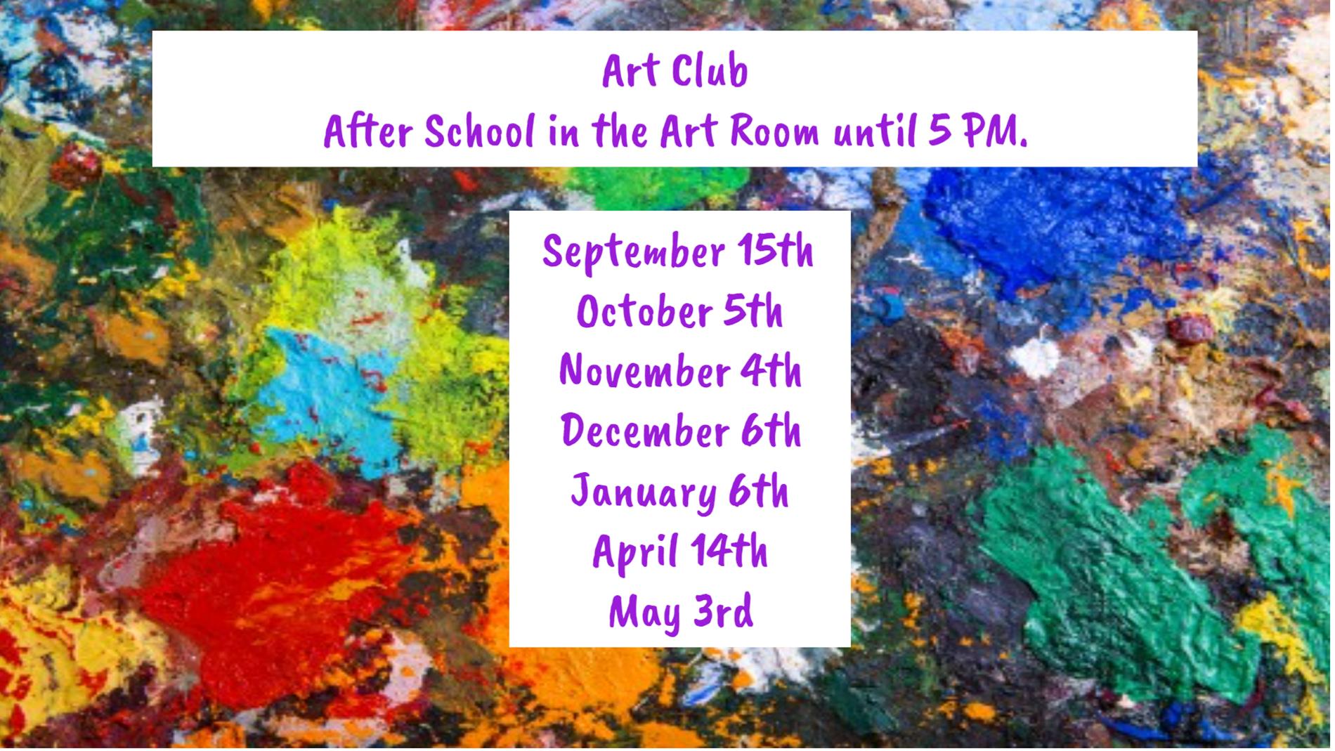 Art Club Meeting Dates