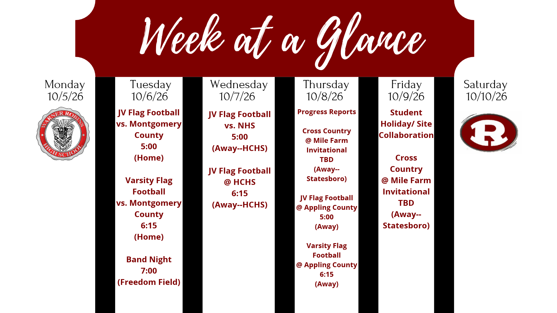 Week at a Glance Oct. 5-Oct. 10