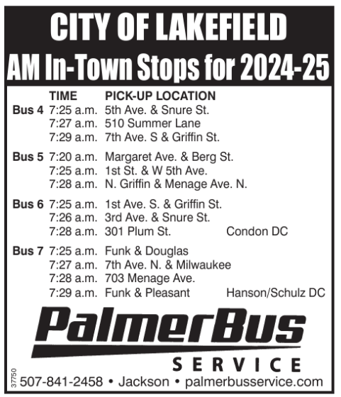 Lakefield in town bus routes