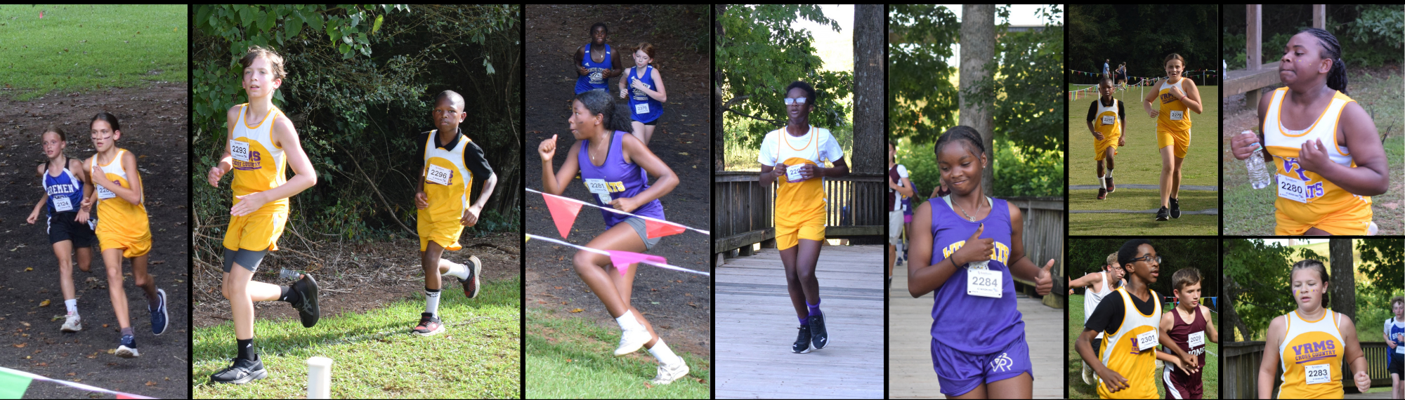 collage of cross country members running