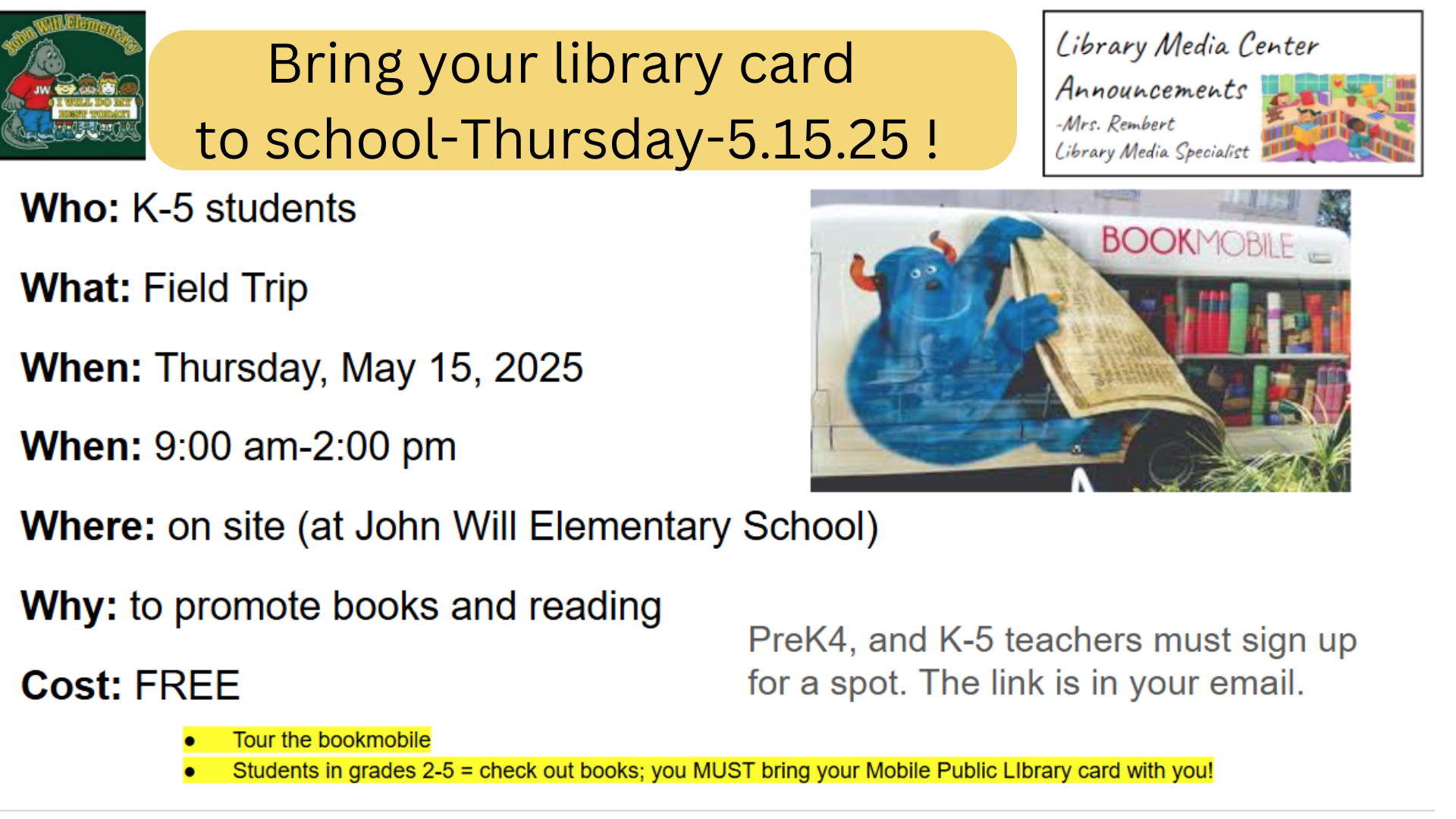 Bring your library card Bring your library card