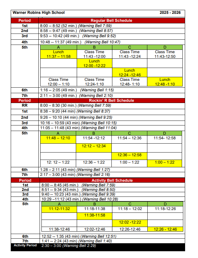 Bell Schedule