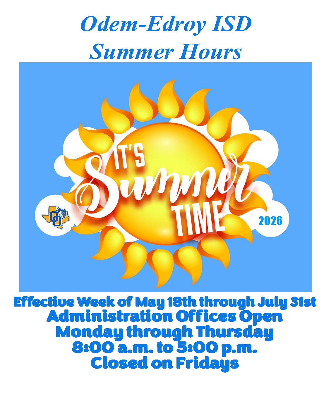 Summer Hours 2026