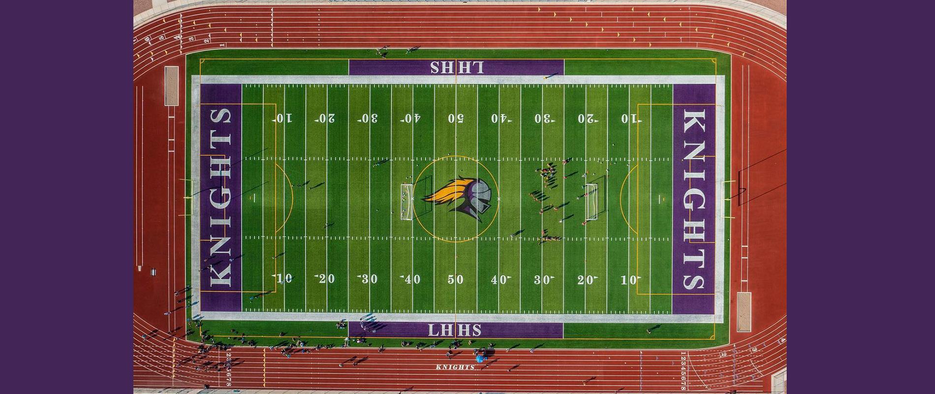 drone shot of LHHS Football Field and Track
