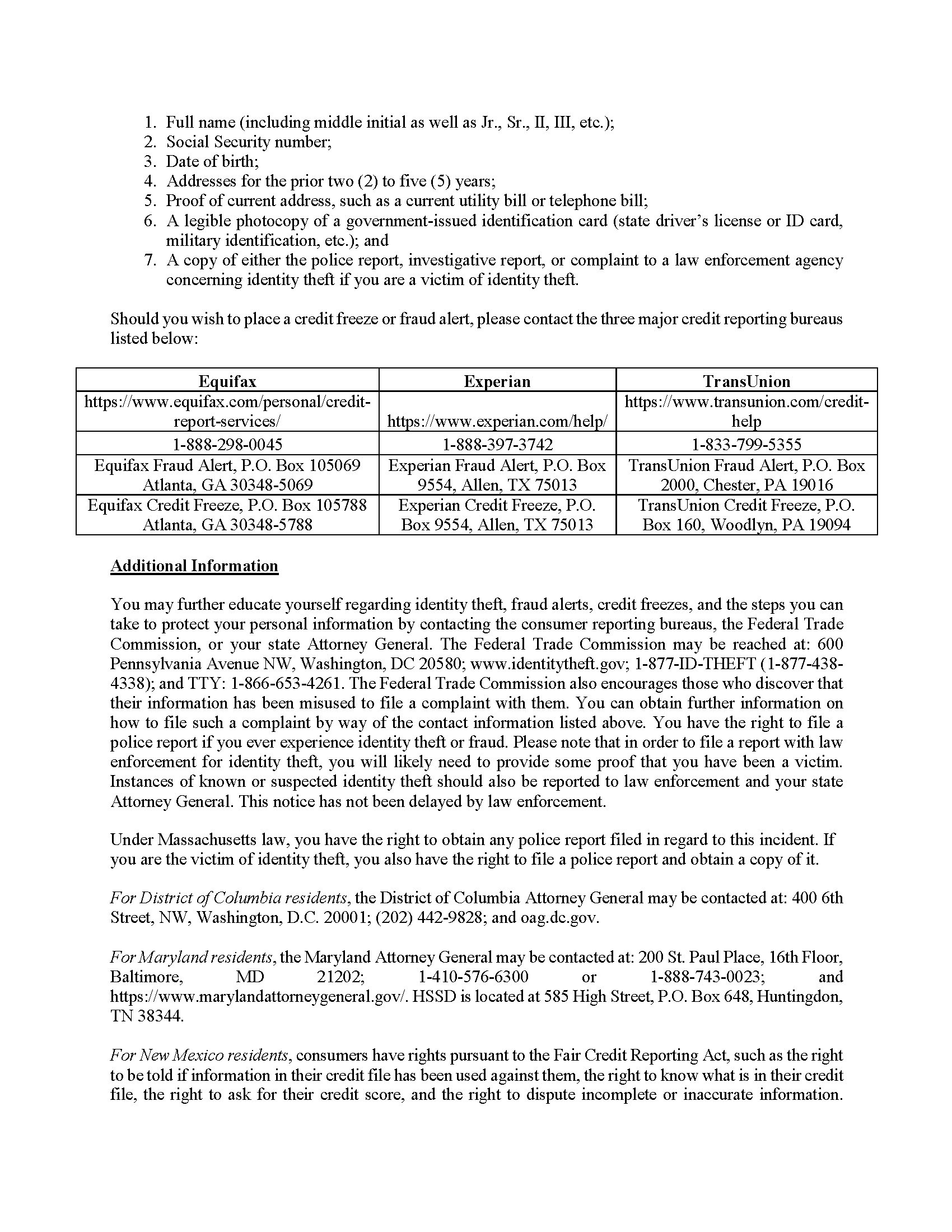 Notice of Data Event