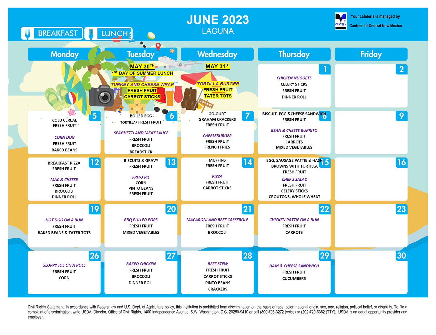 June · Lunch Menu