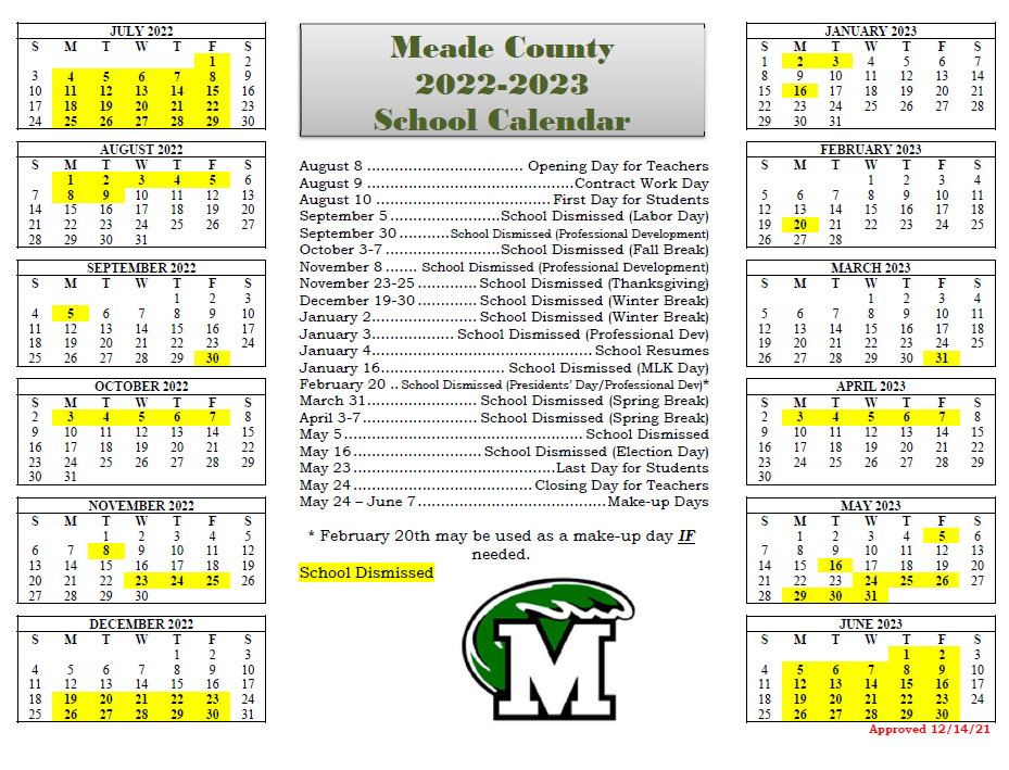 2022-21 School Calendar
