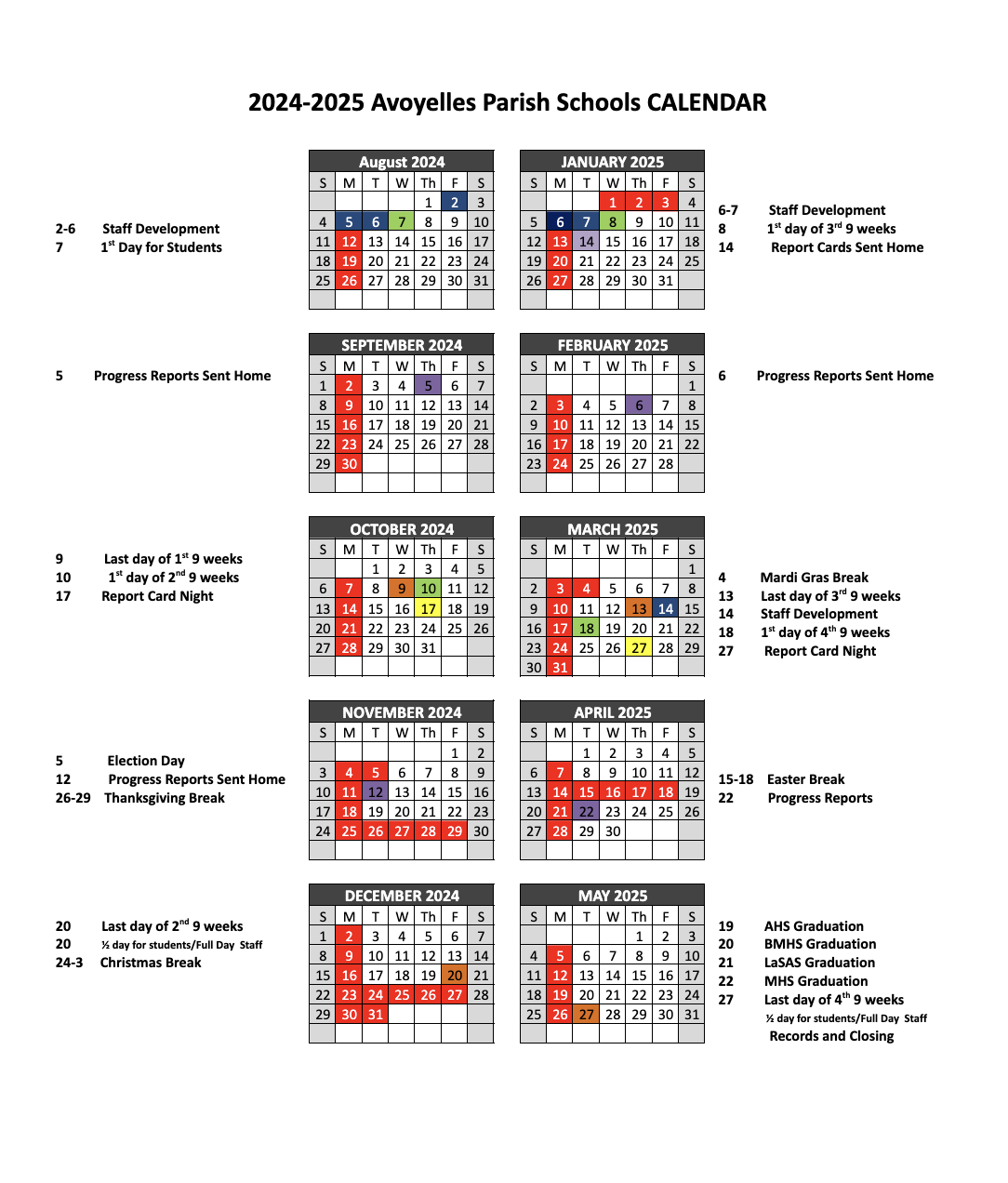 Academic school calendar 24-25