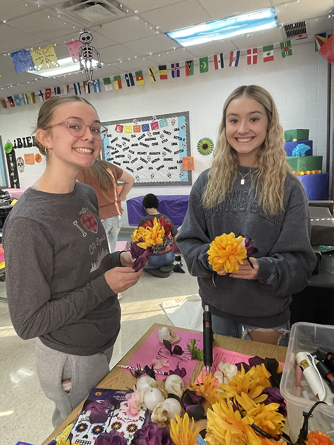 Students working on their altar