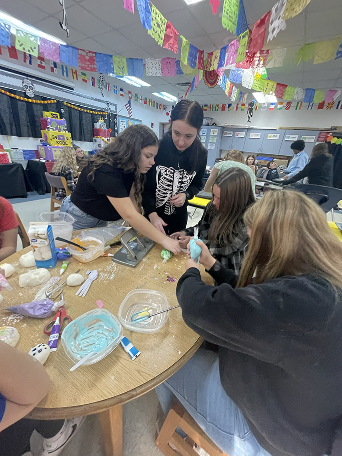 Students working on their altar