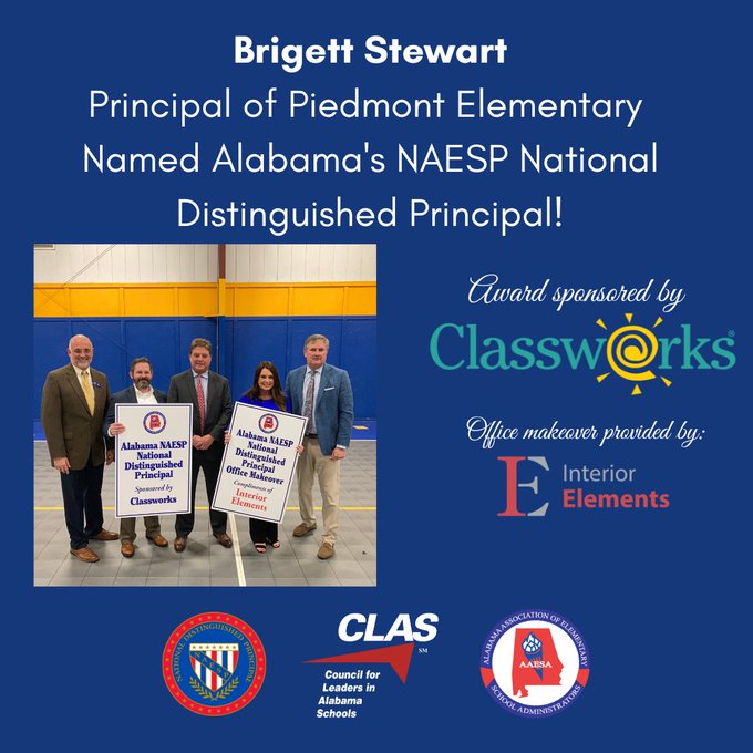 Brigett Stewart Principal of Piedmont Elementary Named Alabama's NAESP National Distinguished Principal!