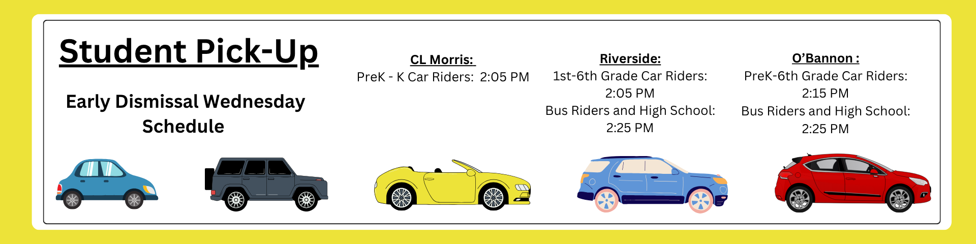 Early Release Pick Up Schedule