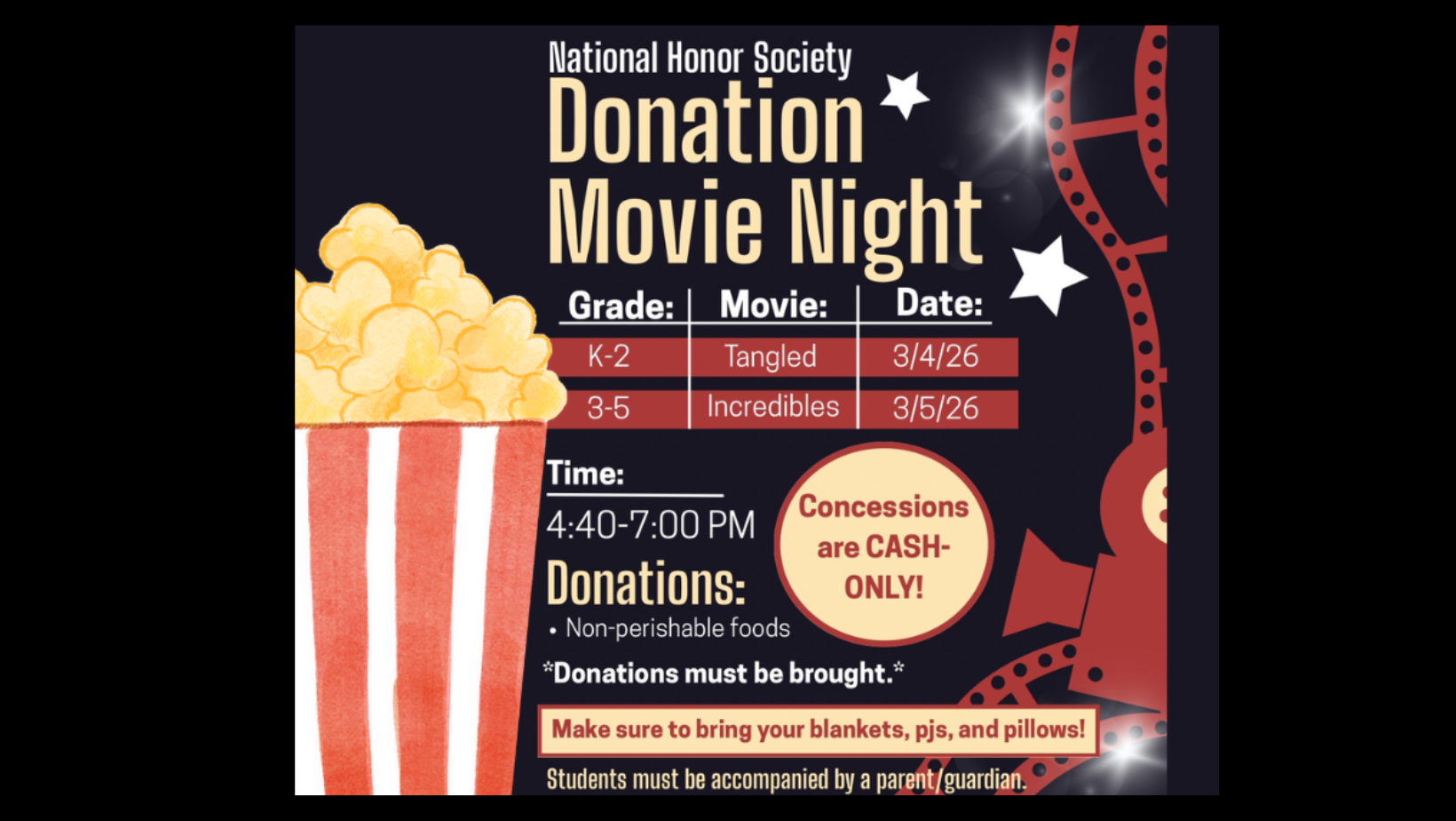 Elementary Movie Night Flyer (hosted by NHS)