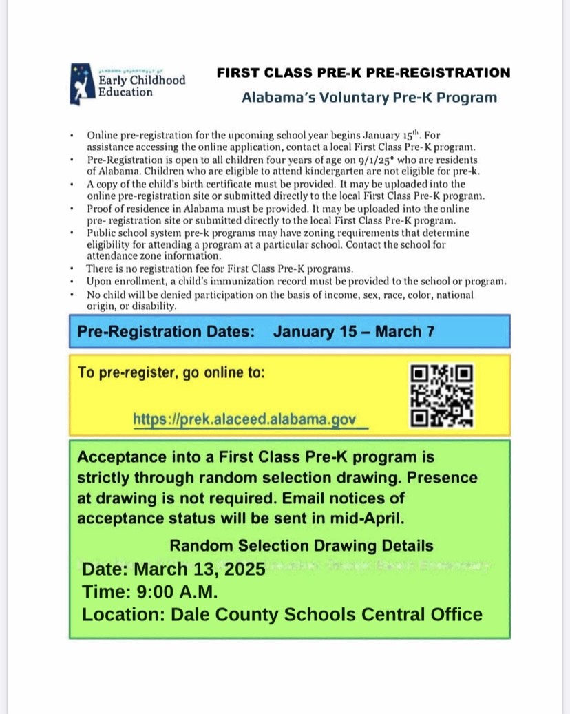 Pre-K registration information (English)