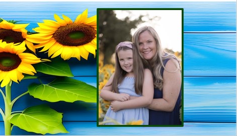 Ms. Brink with daughter in sunflower field