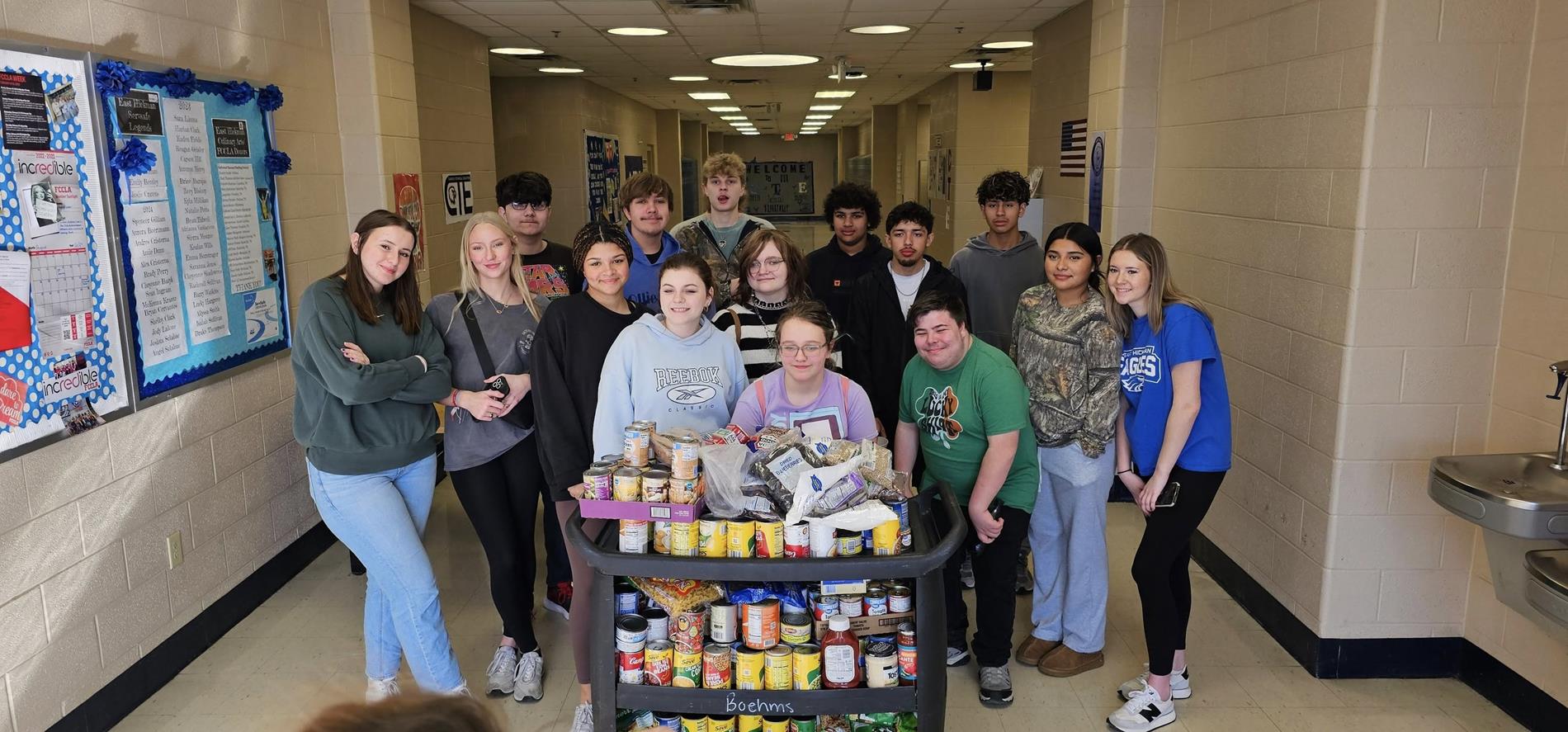 EHHS Students collecting canned food 