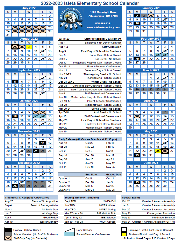 2022-2023 IES School Calendar