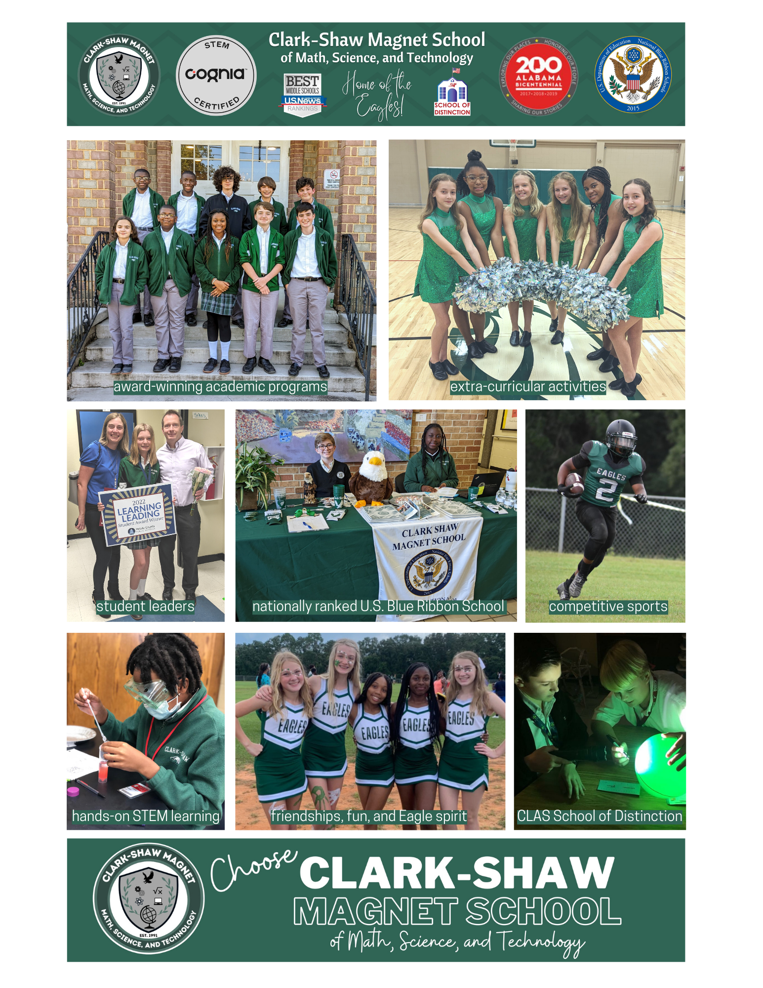 Flyer with pictures of Clark-Shaw students