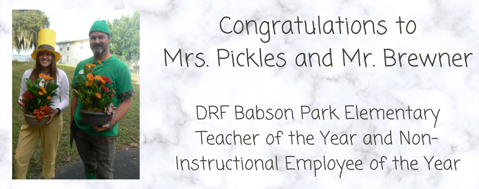 Mrs. Pickles and Mr. Brewner SPARK of the Year and Teacher of the Year.