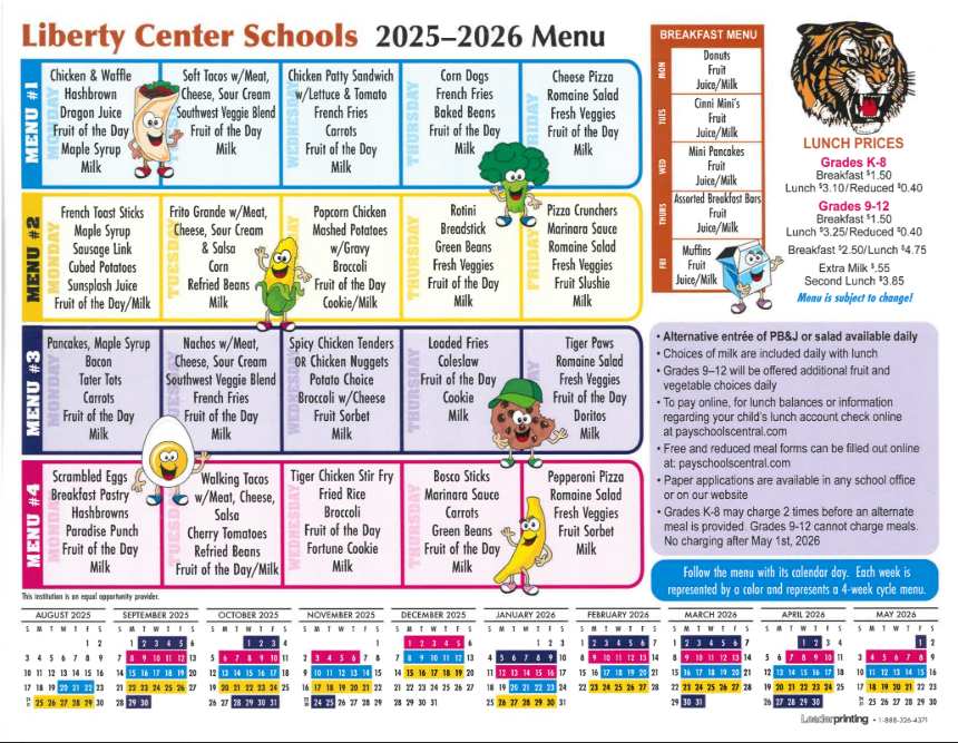 lunch menu 2025-26