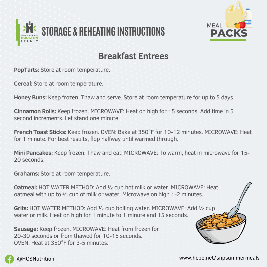 Reheating & Storage Information for Breakfast Items Reheating & Storage Information for Breakfast Items