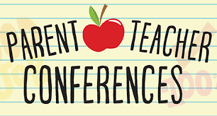 Parent Teacher Conferences sign with an apple