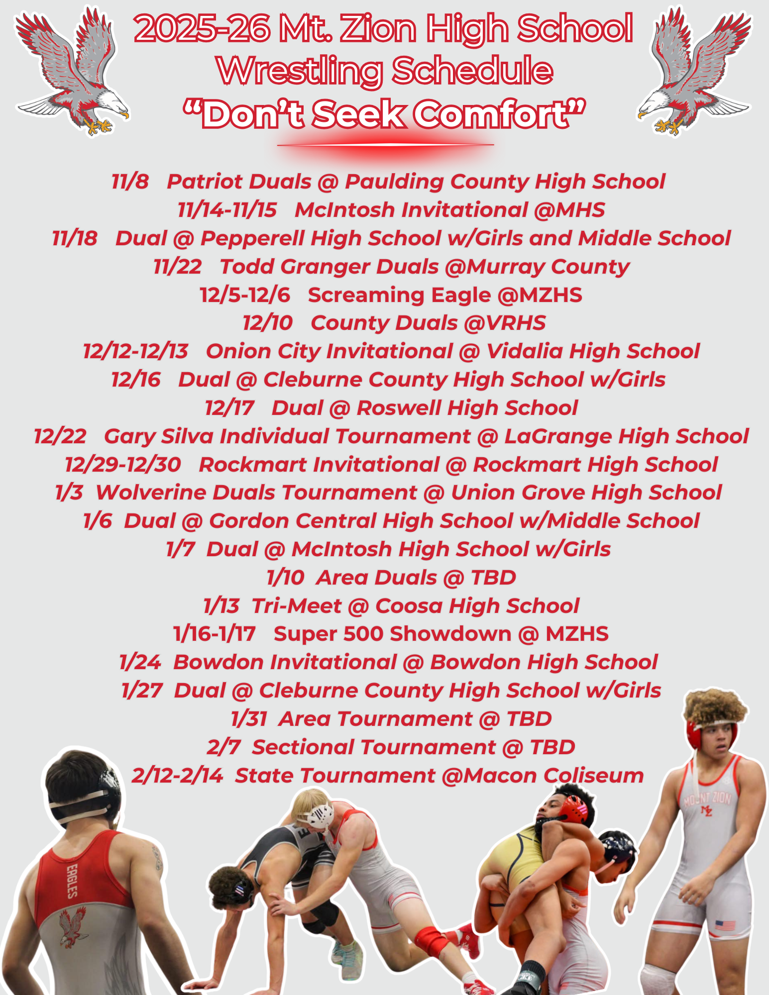 Wrestling schedule 2025