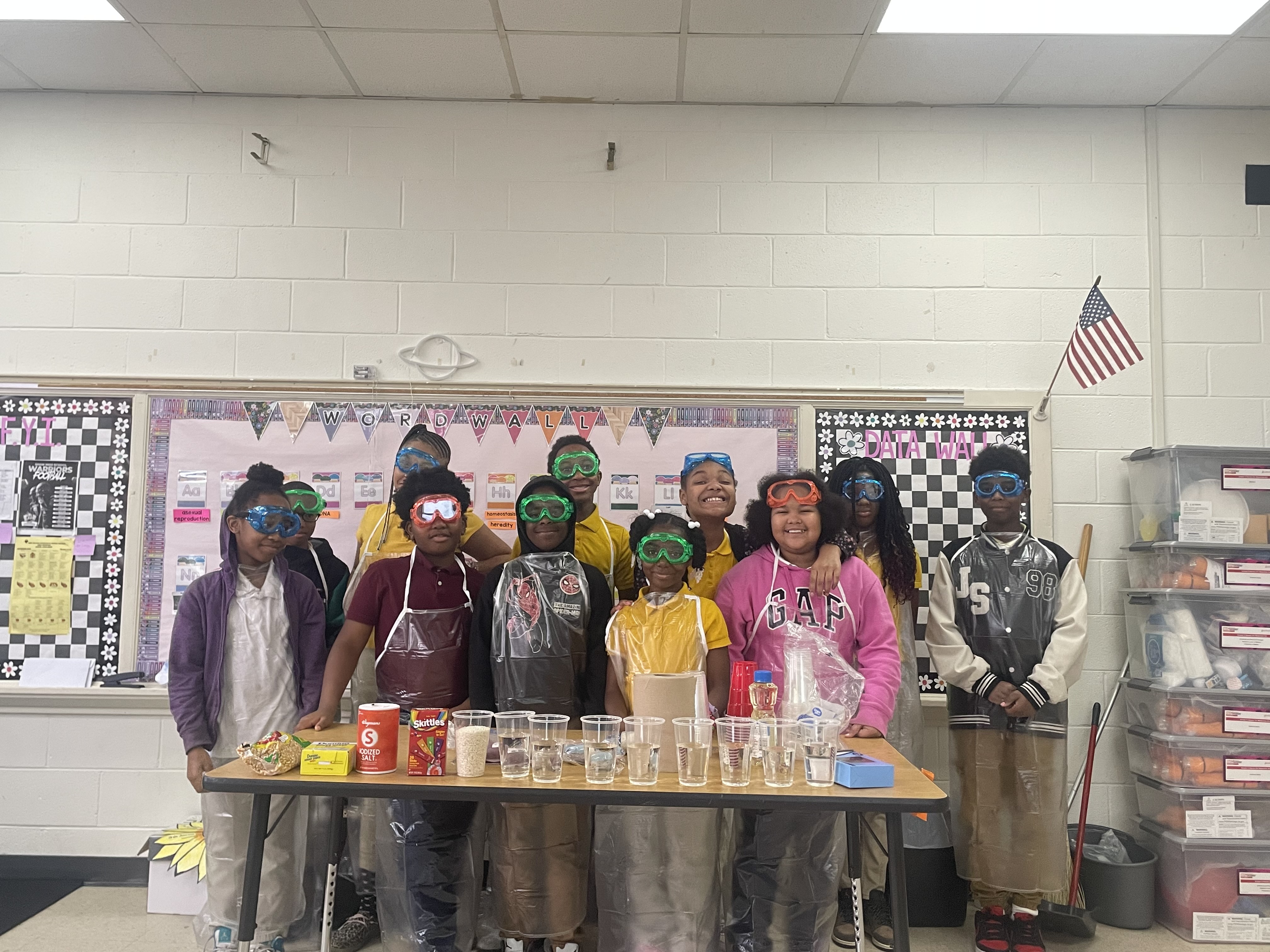 Science class experiment McEvans Elementary school Students