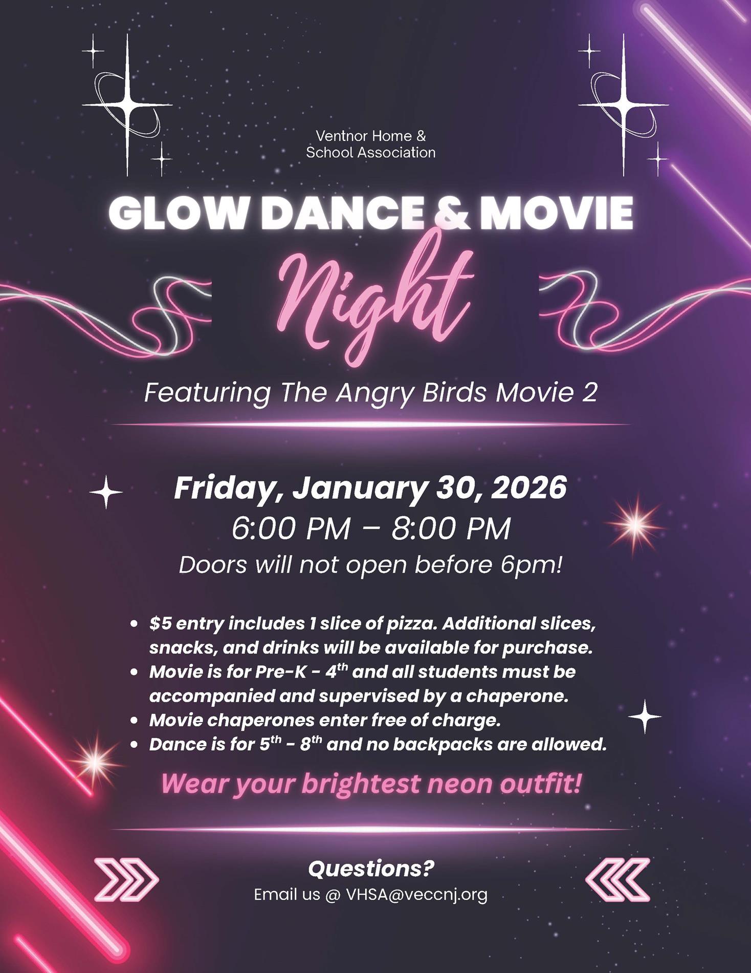 VHSA Glow Dance and Movie Night 1-30-26