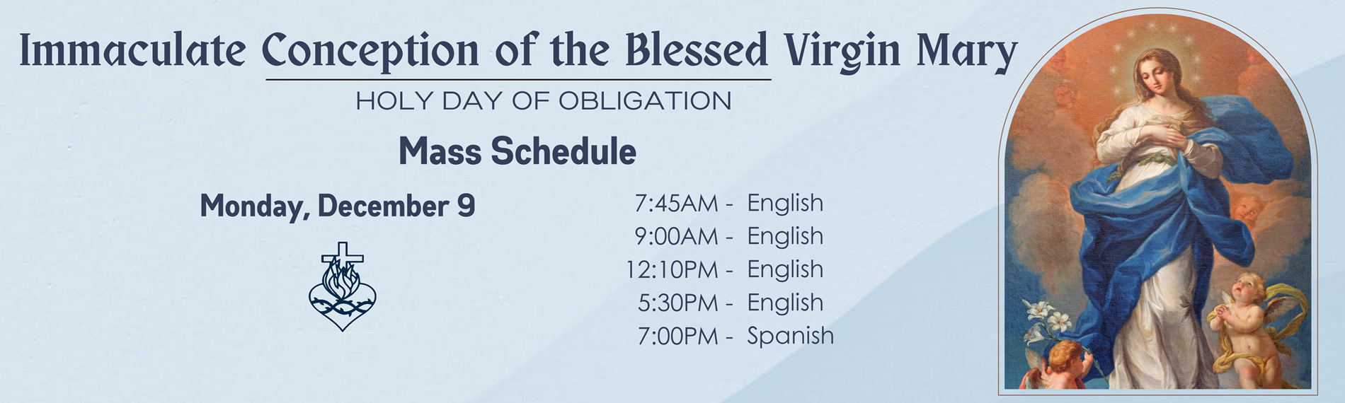 Immaculate Conception | Monday, Dec 9 | mass times