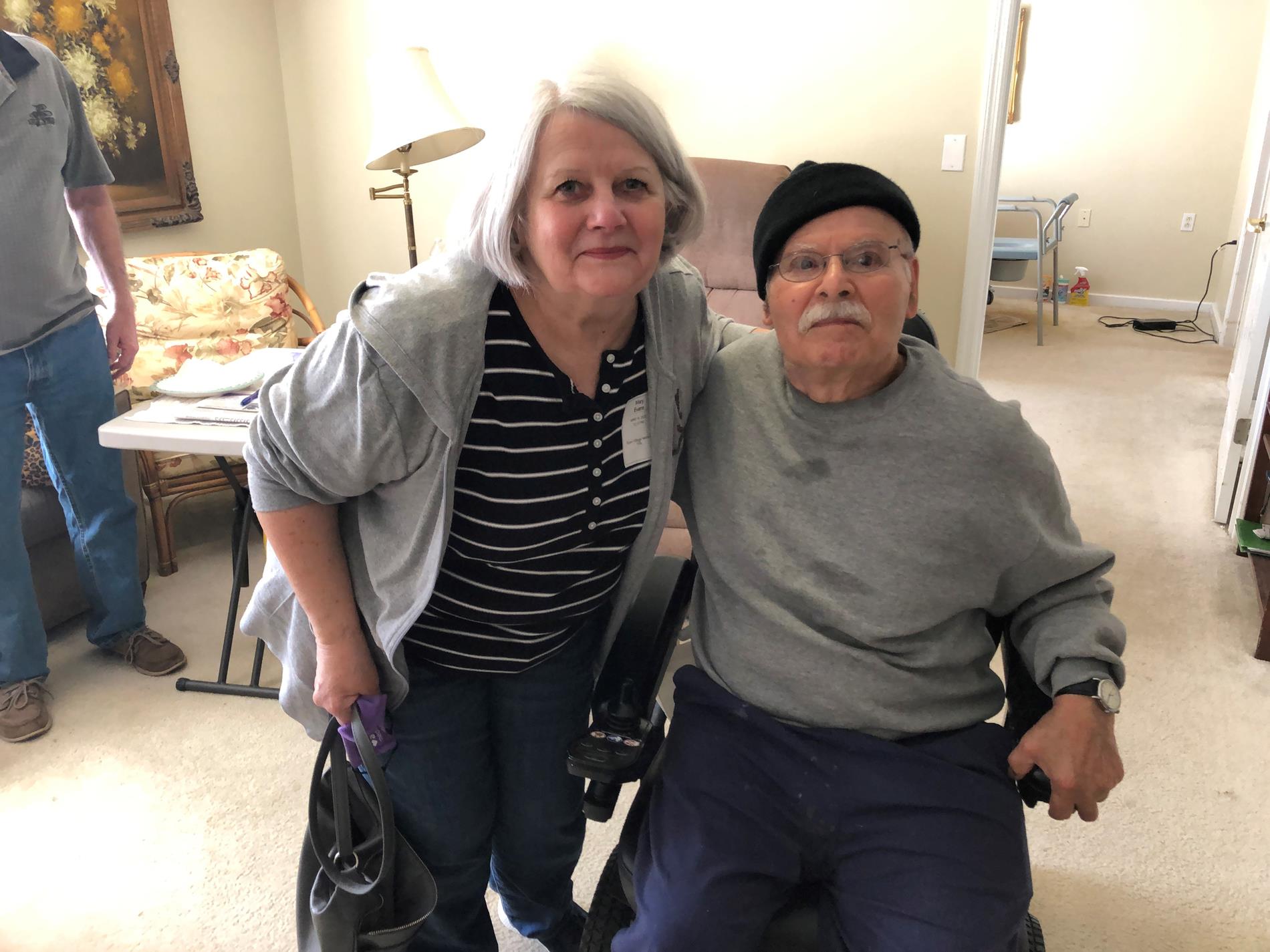 Anthony and his new hat with Mary Evans