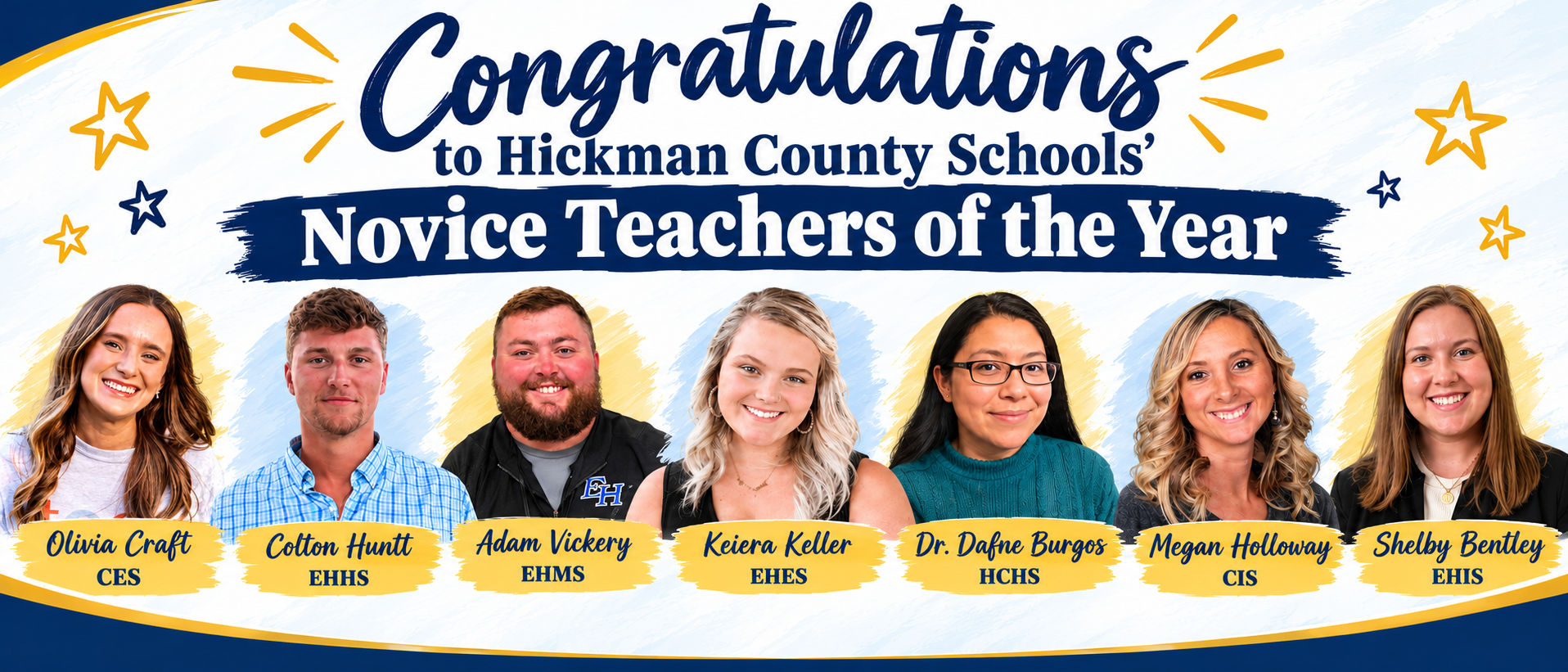 Pictures of each of our Novice Teachers of the Year. 