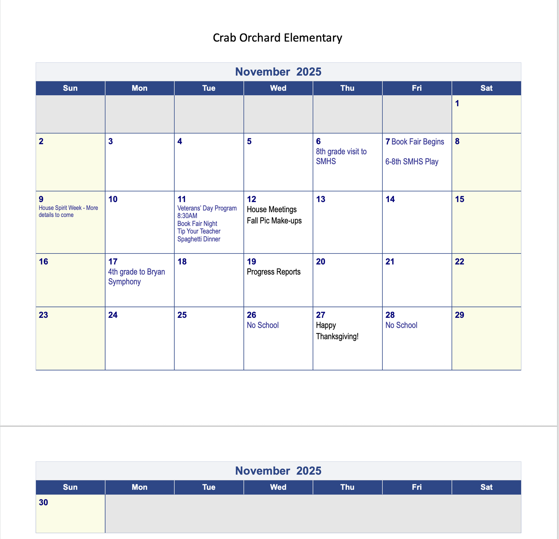 November Calendar 2025 November Calendar 2025