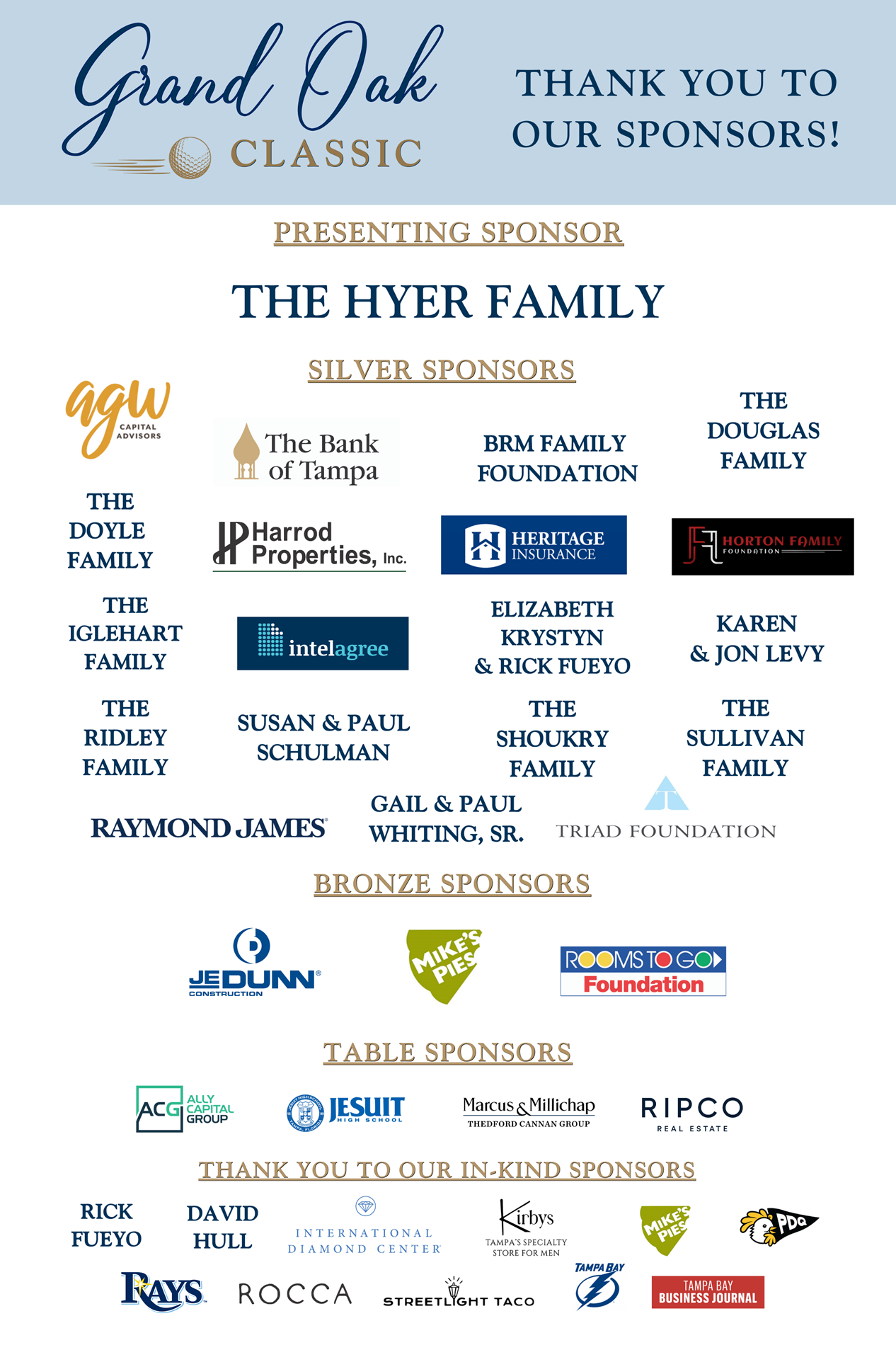 Grand Oak Classic Sponsors
