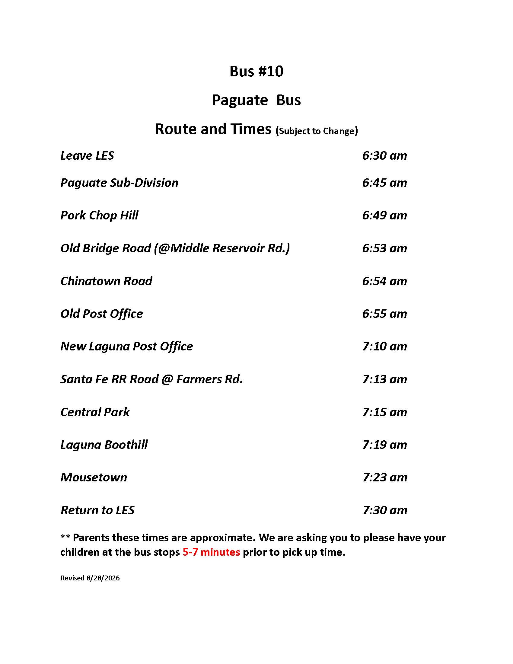 Bus Routes 10