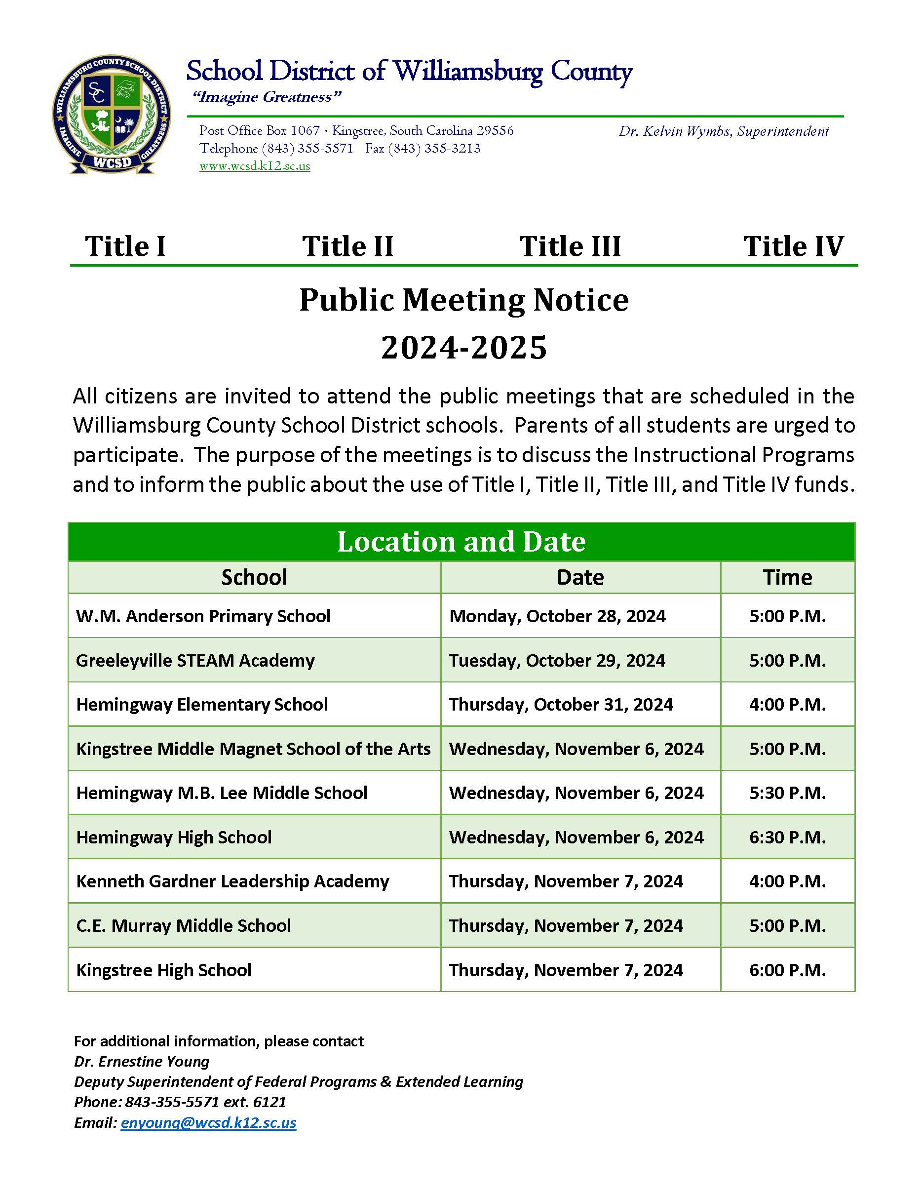 Title 1 Meeting Notice