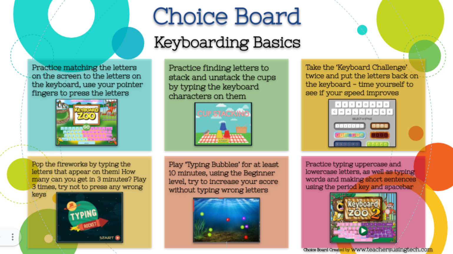 keyboarding choice board