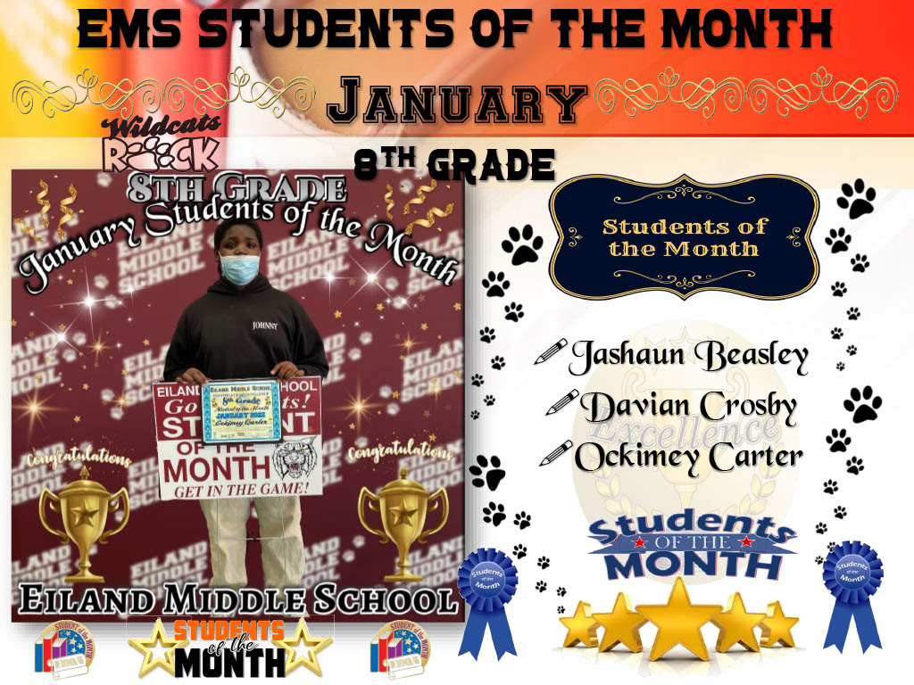 January 8th Grade Students of the Month 