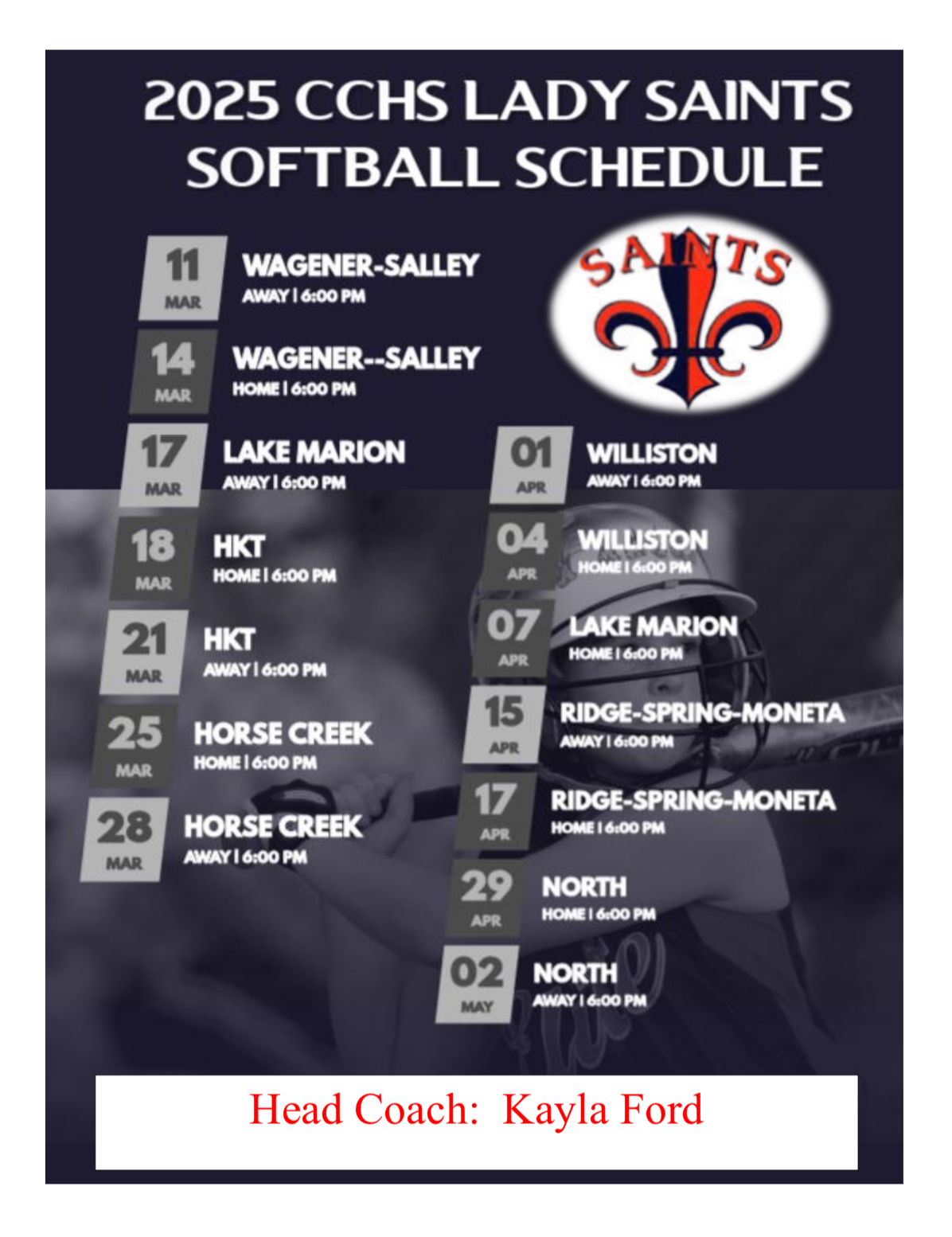 2025 Softball Schedule