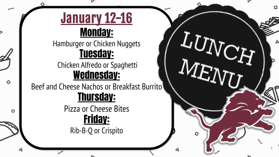 January 12-16 lunch