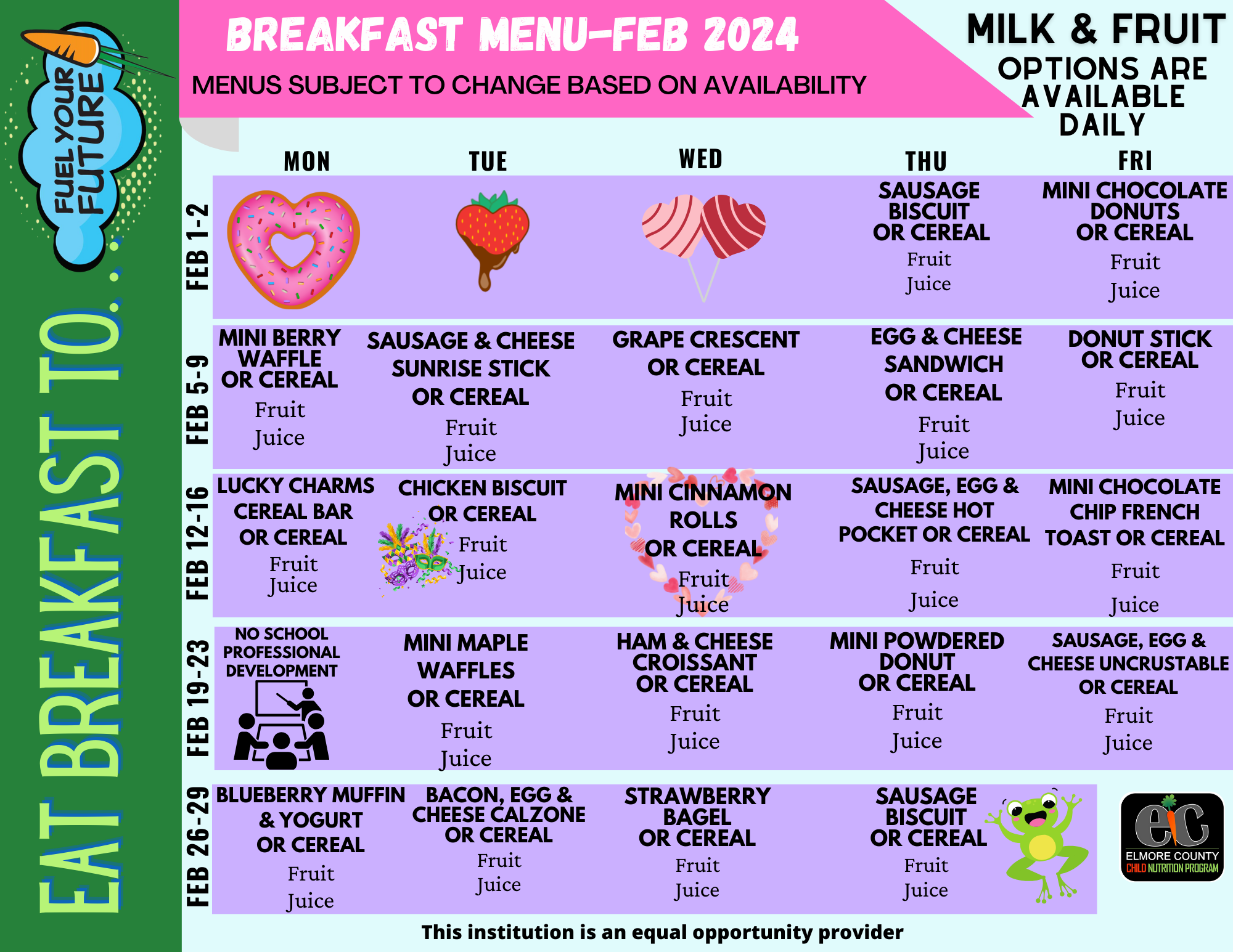 February 2024 Breakfast Menu