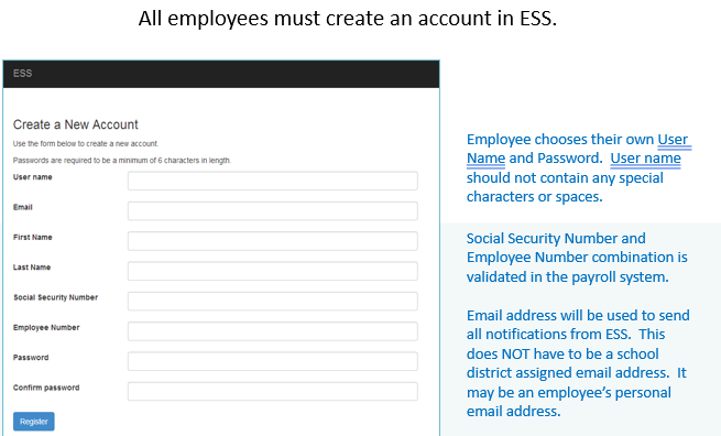 ESS personal information screenshot