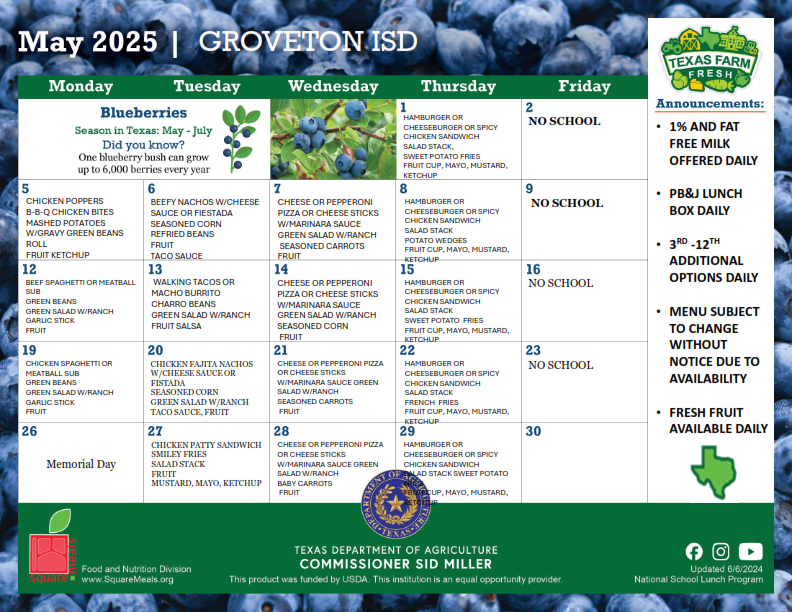 Elementary Lunch Menu