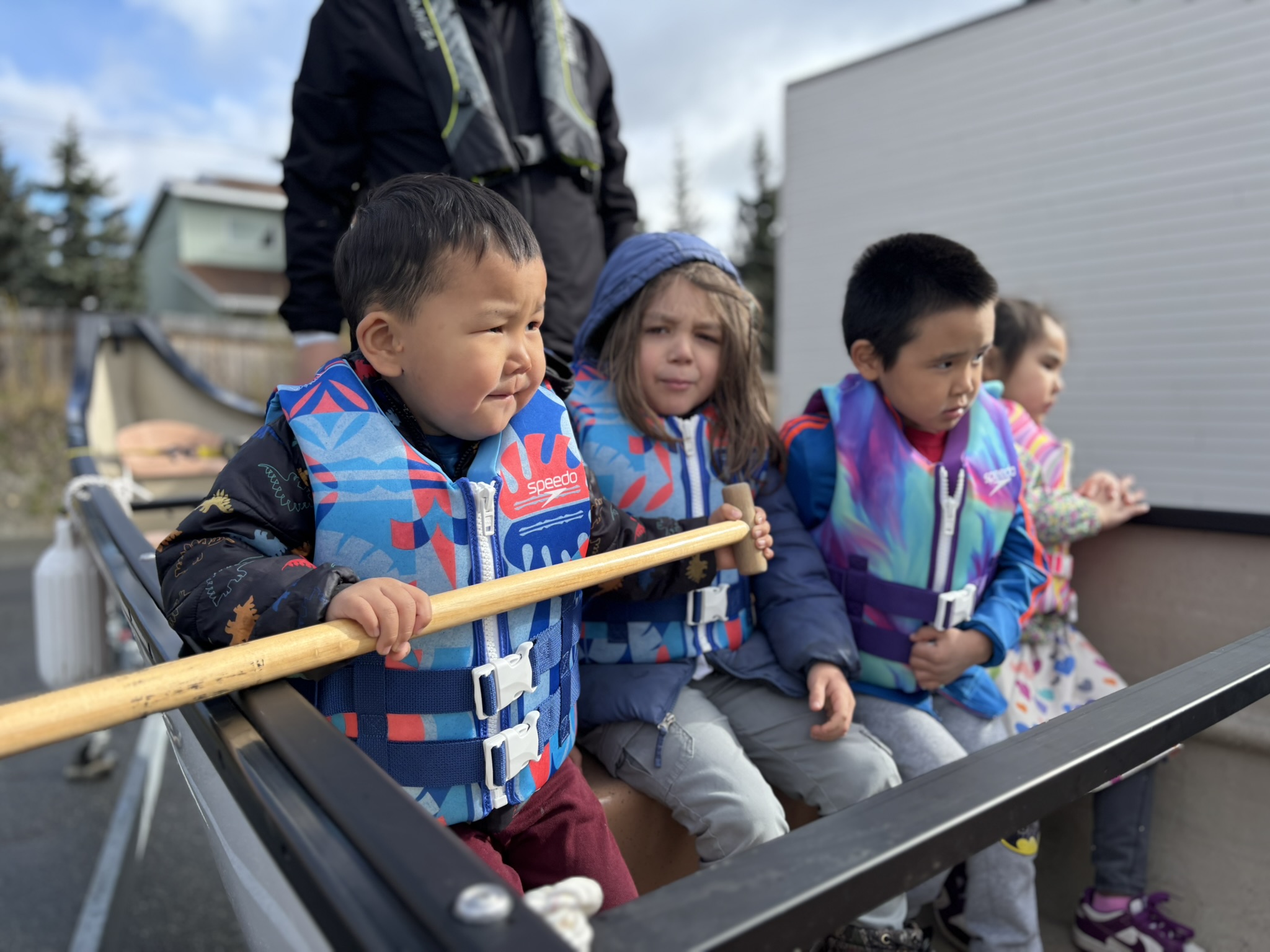 students in canoe