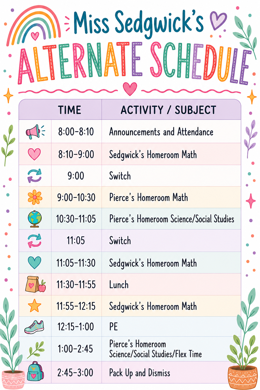 alt schedule