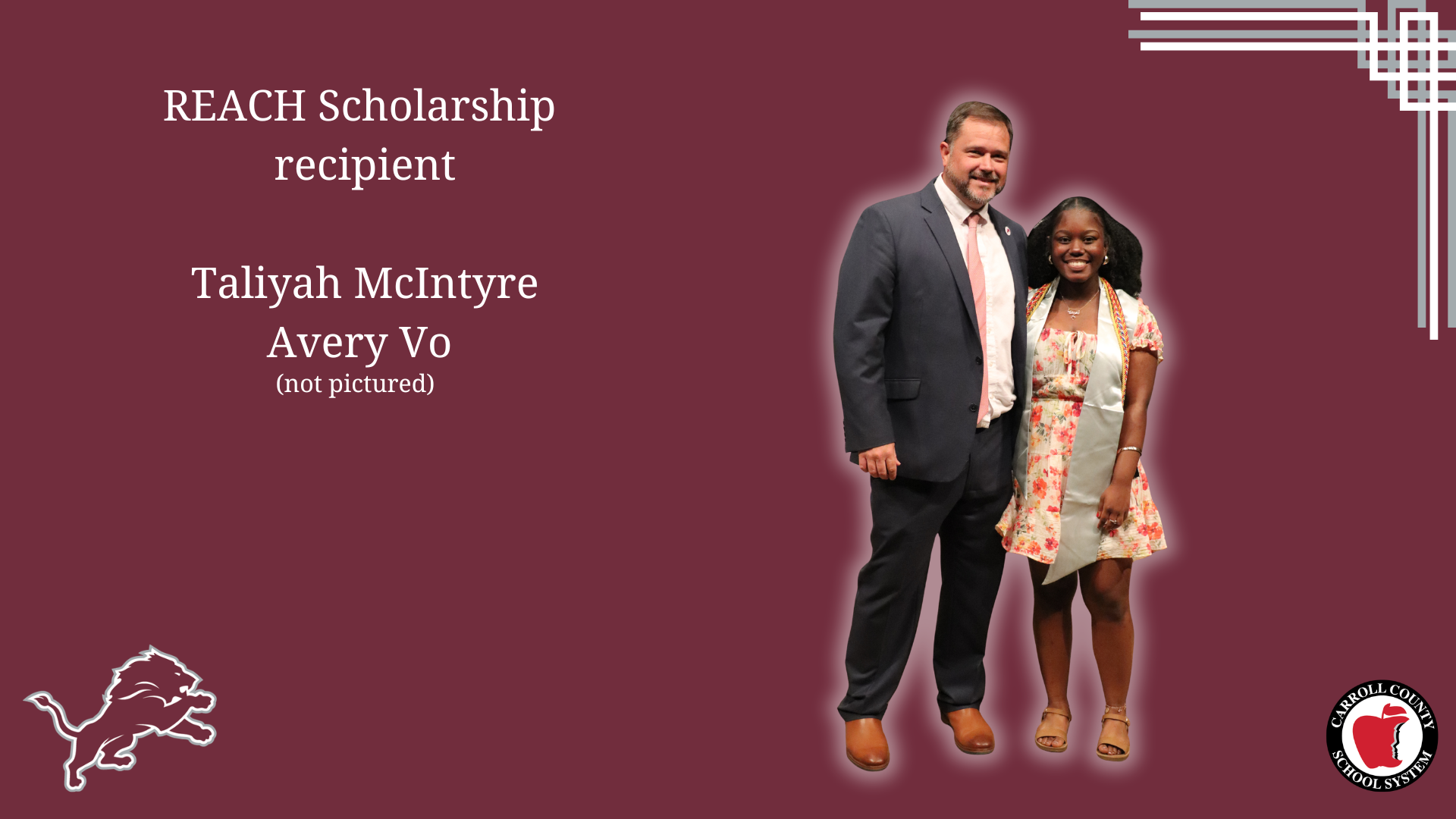 REACH Scholarship  recipient  Taliyah McIntyre Avery Vo not pictured