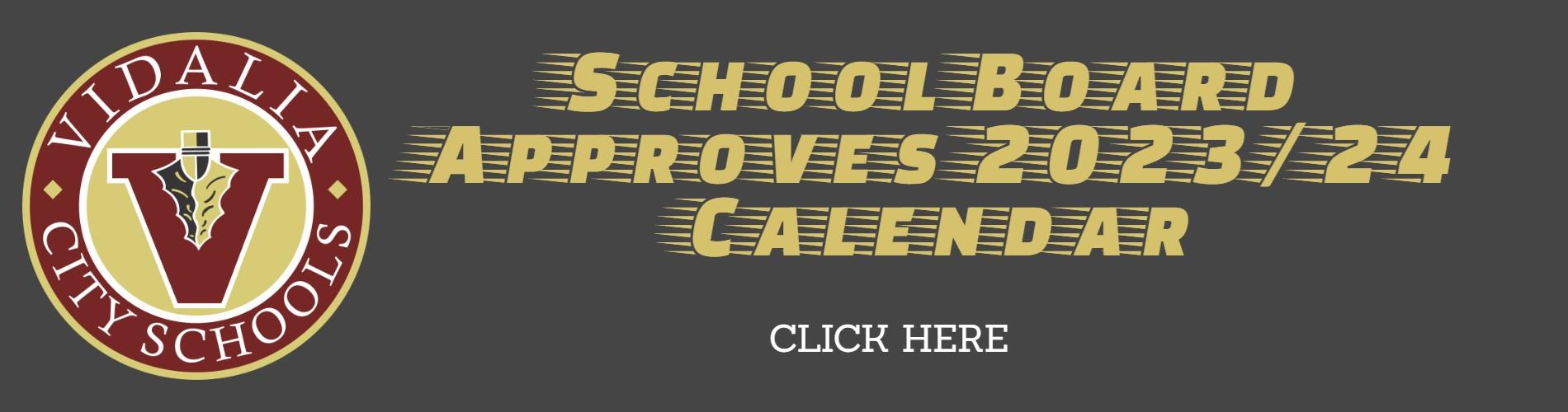 Banner Announcing School Calendar for 2023/24 school year