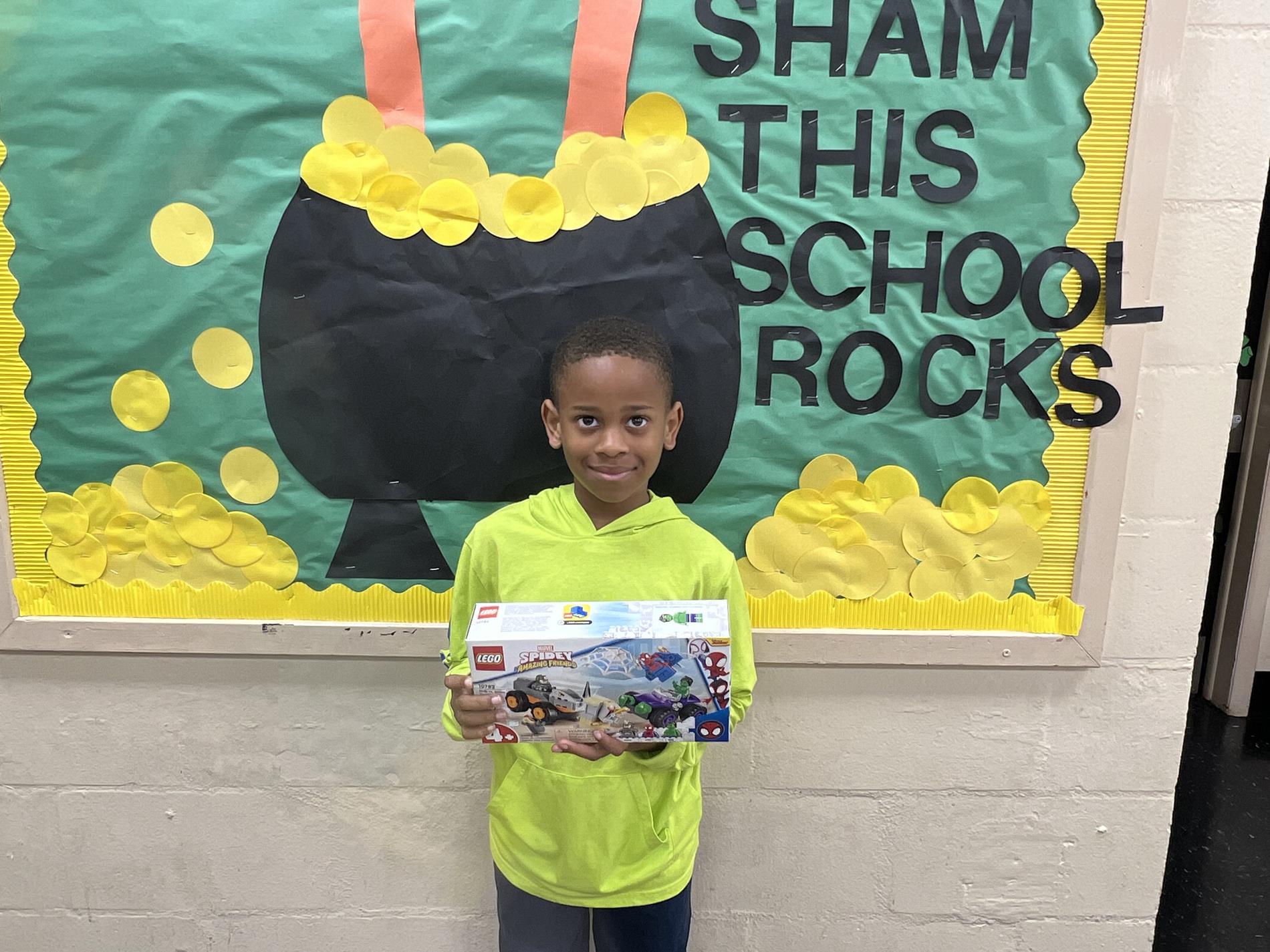 A student with their prize from National School Breakfast Week